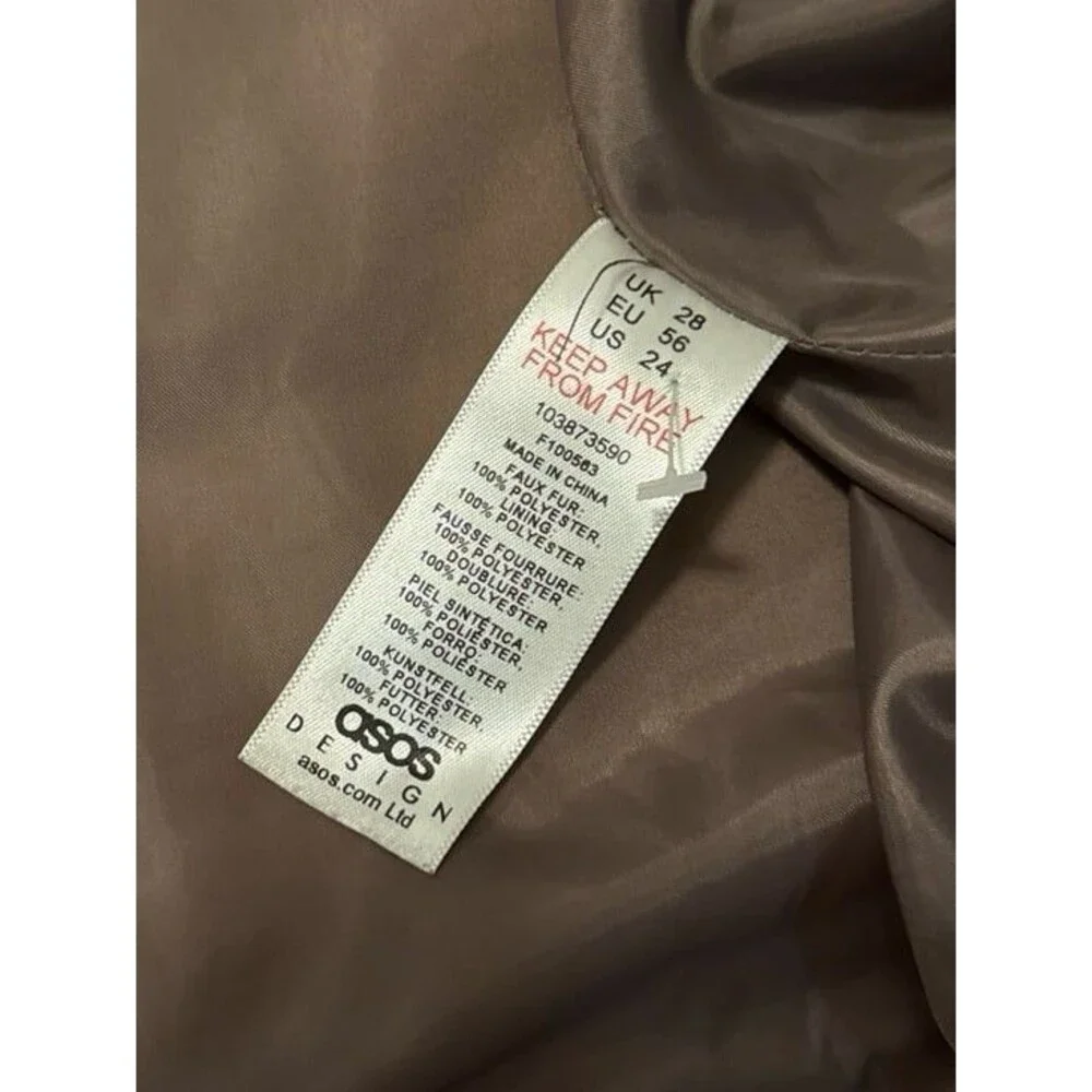 ASOS DESIGN cozy teddy funnel neck coat size US 24